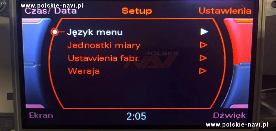 Audi Concert/Symphony Tłumaczenie nawigacji - Polskie menu